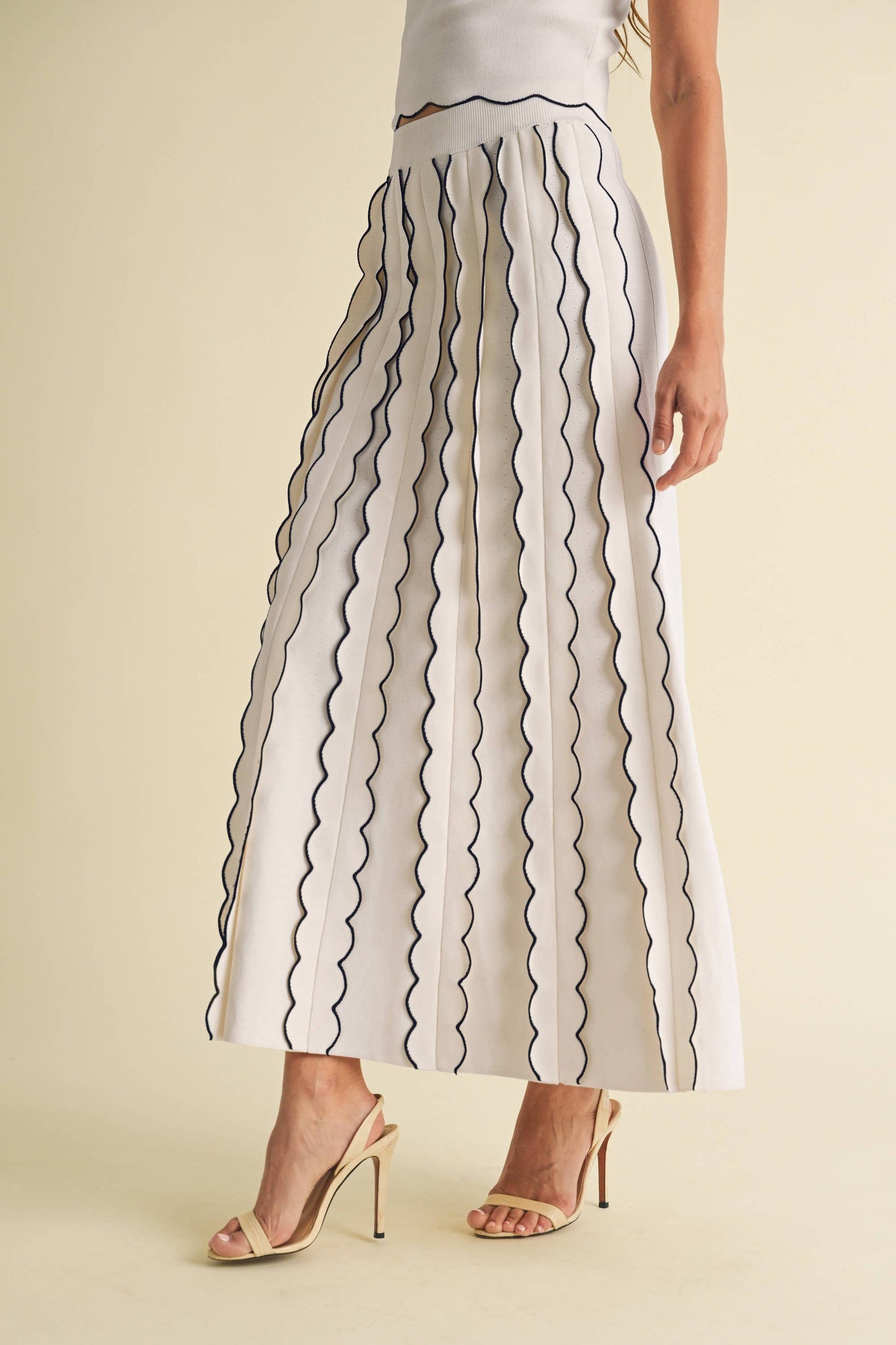 Pleated Sweater Knit Maxi Skirt