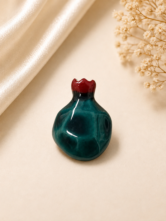 Jewel Tone Pomegranate Ceramic Brooch