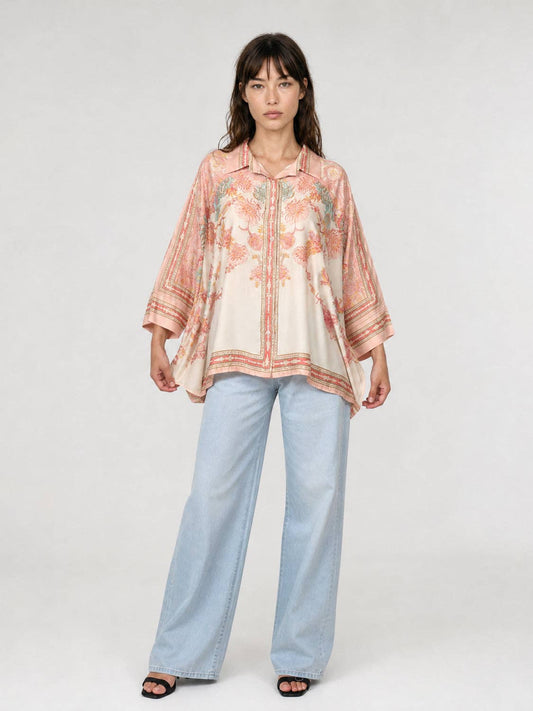 Satin shirt KD8871VS-12: Rose