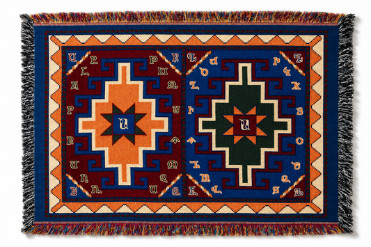 Armenian Alphabet Tapestry Throw on a Rug Design