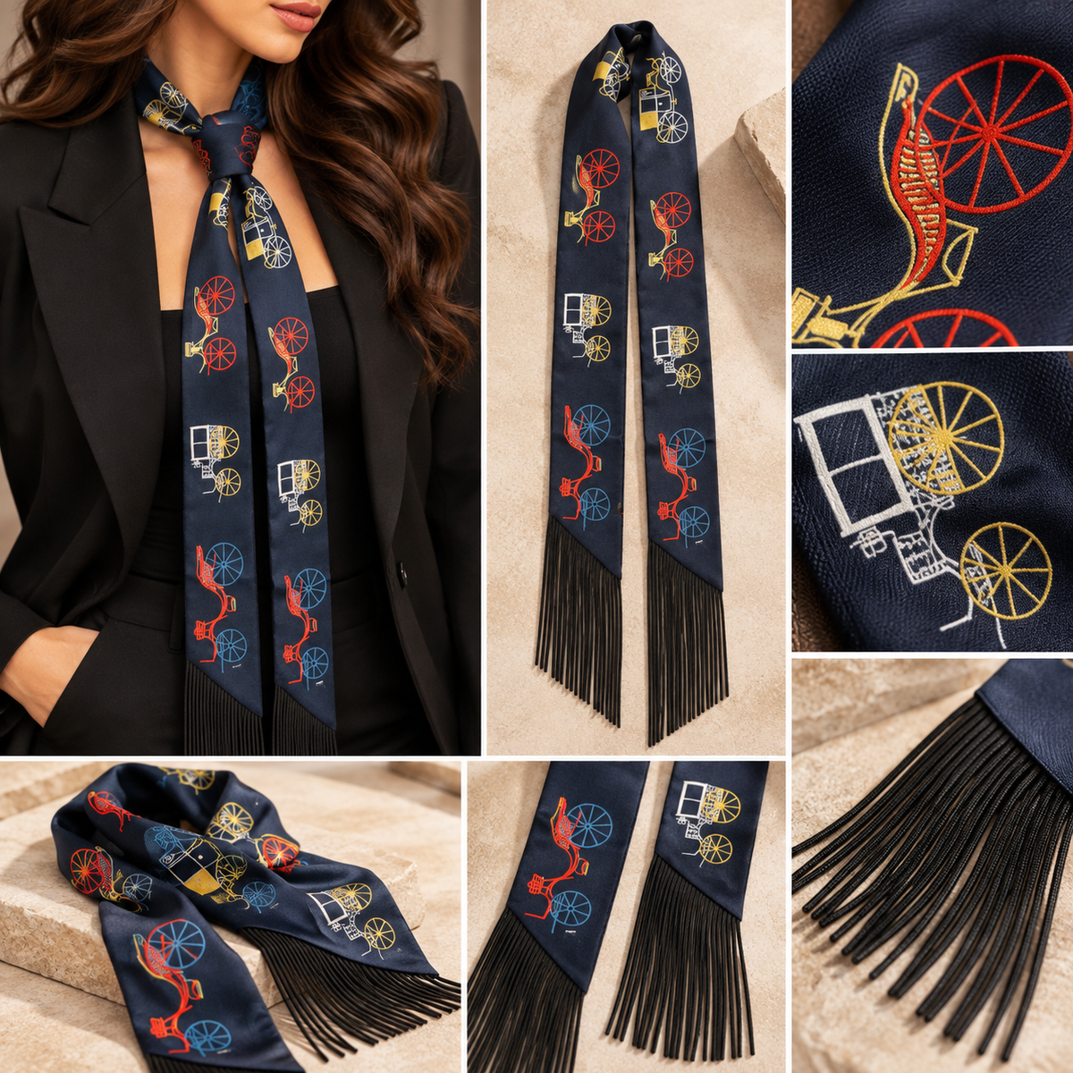 Printed Fringed Detail Scarf: 15 / One Size
