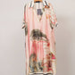 Printed satin dress : Bleu Marine