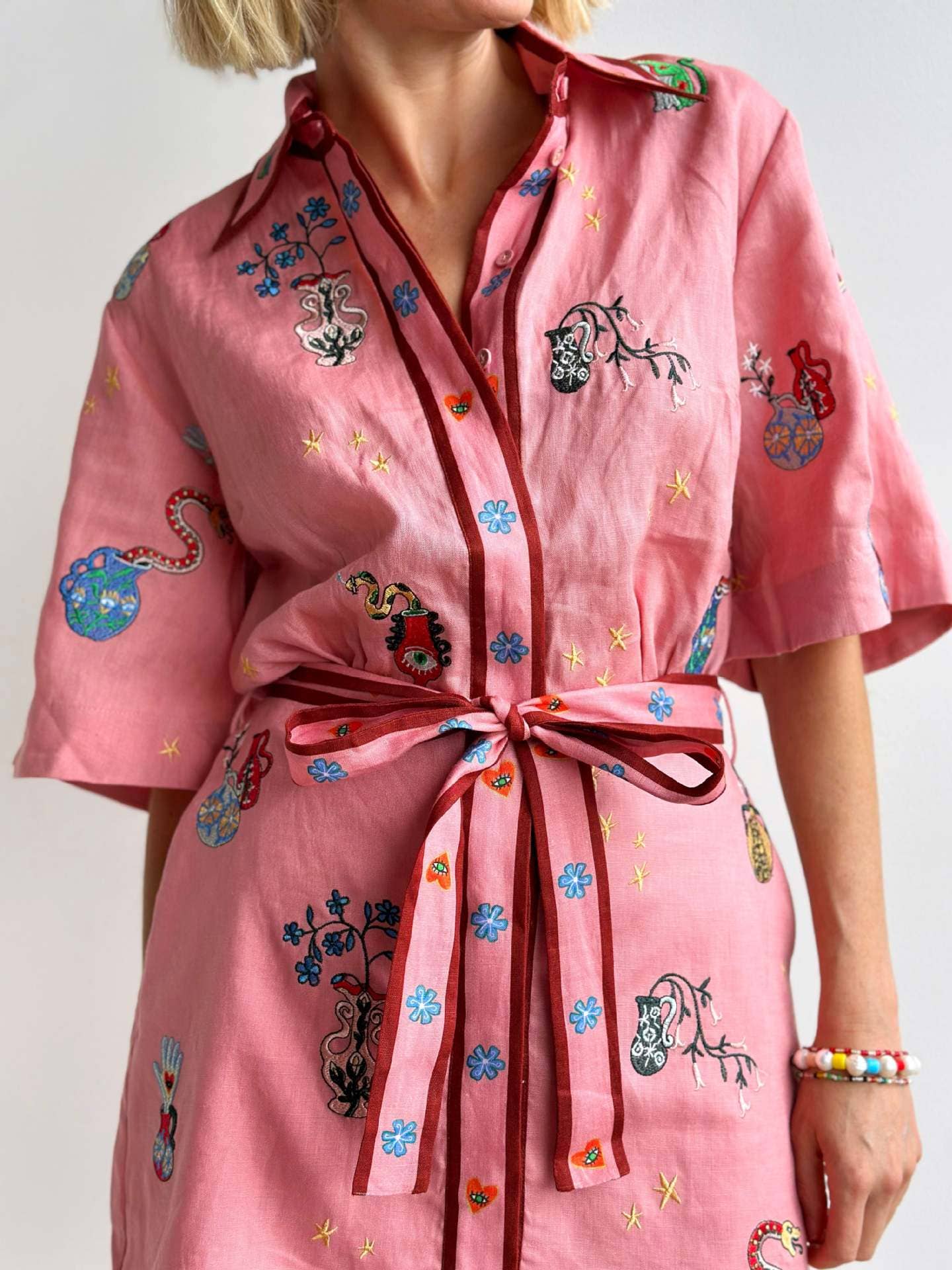 Casual fashion linen temperament shirt dress