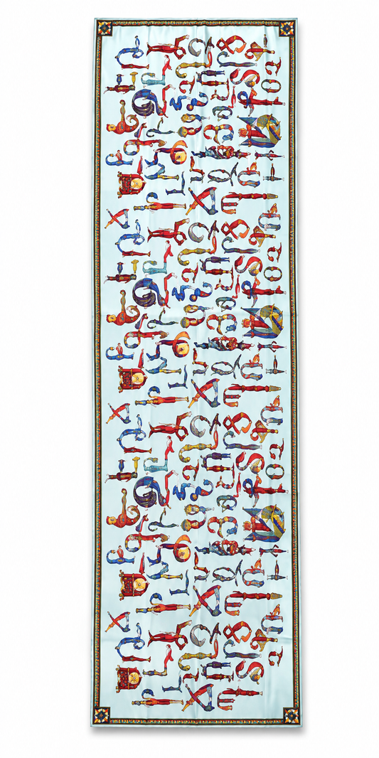 Trchnagir Armenian Alphabet Poly Silk Scarf