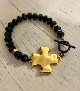 Black Crystal Cross Bracelet