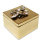 Square Gold Decorative Box With Flower Design on the Lid: Floral