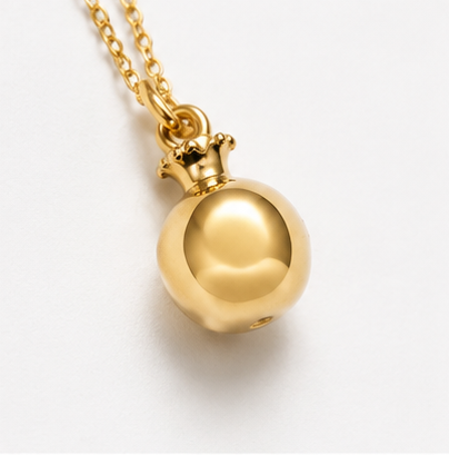 Golden Pomegranate Sparkle Pendant Necklace – Stainless Steel