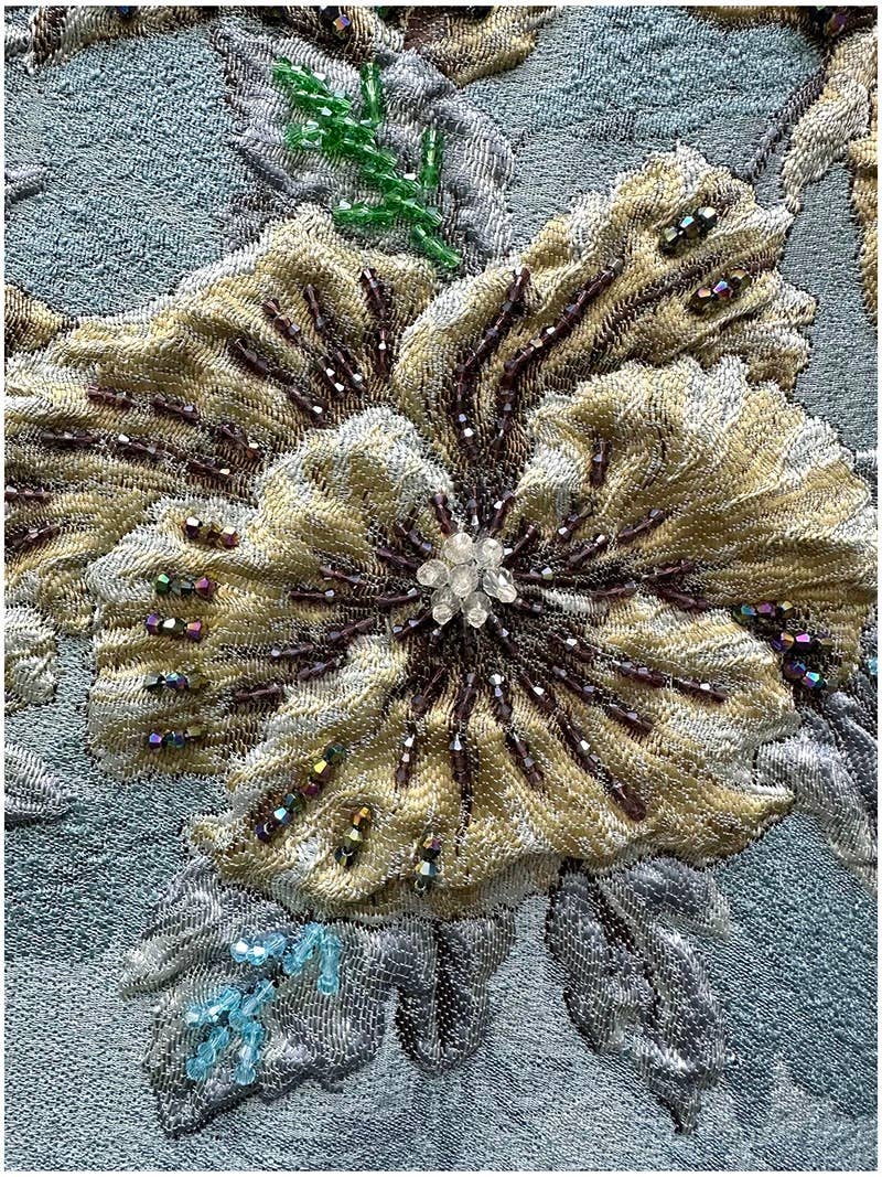 Embroidered Jacquard Floral A-Line Sleeveless Dress: Color as pictures