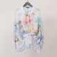 Floral printed blouse with detailed neckline Navy Blue