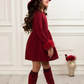 Cranberry Frost Burgundy Dress with Luxe Faux Fur Cuffs
