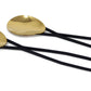Set of 2 Gold Salad Servers with Black Loop Handles