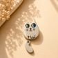 Whimsical Cat Ceramic Brooch with Dangling Tail