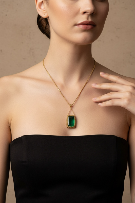 Green Czech crystal necklace