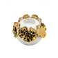 White Ceramic Candle Holder Gold Flower Design: Small