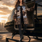 Mixed Media Faux Fur Statement Coat: L