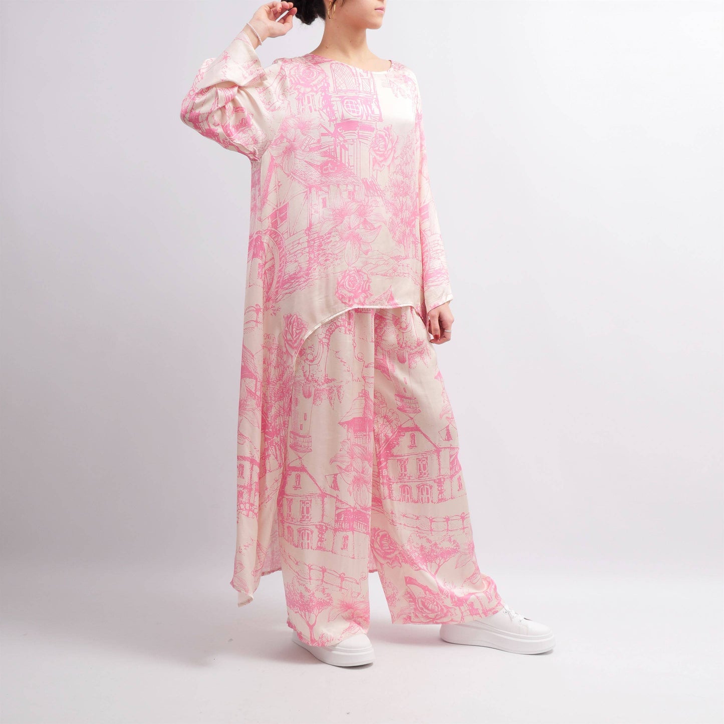Black Patterned asymmetric tunic