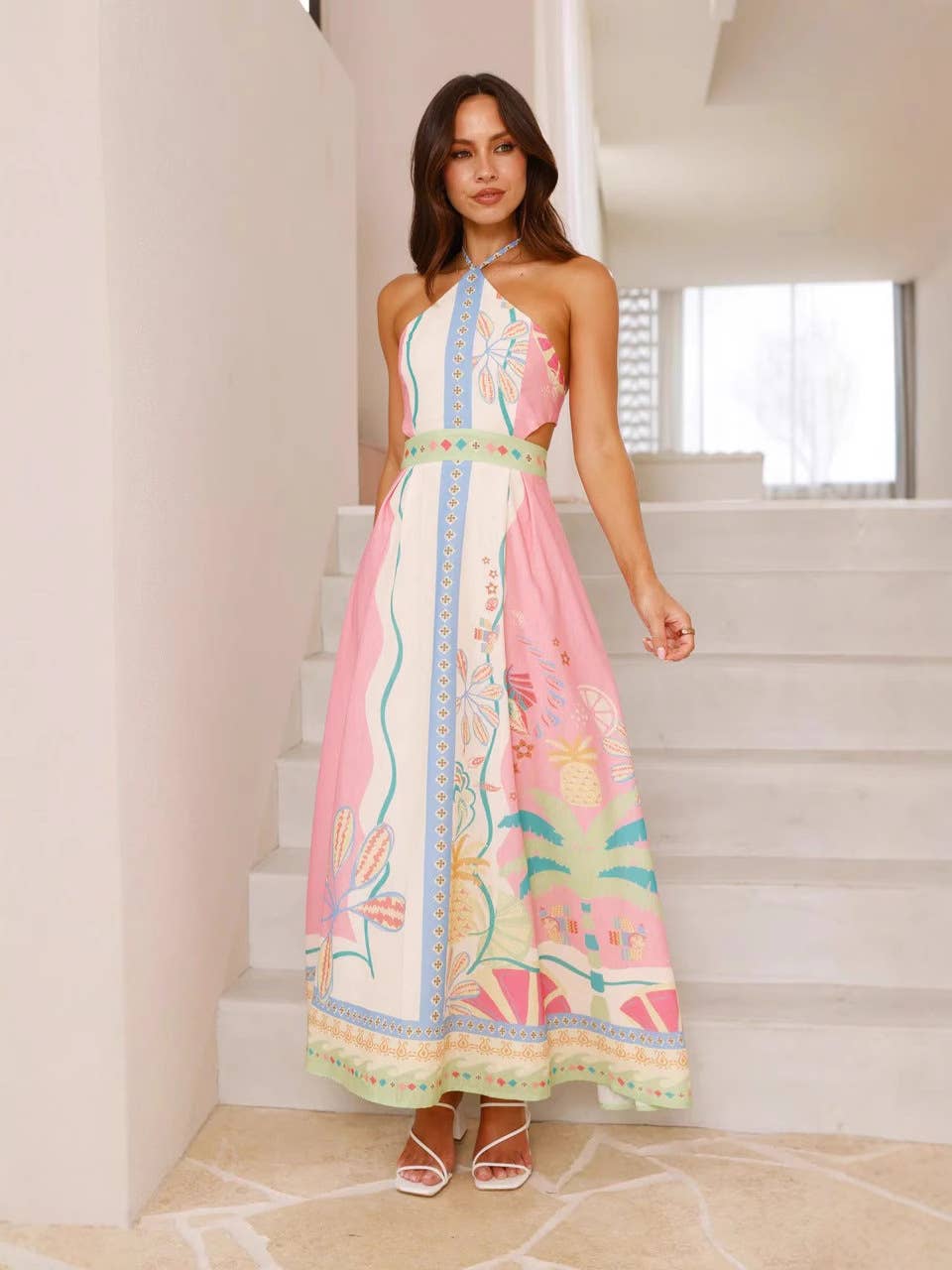 Halter halter long hollowed waist dress