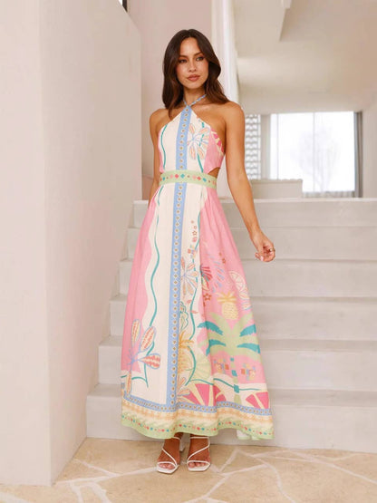 Halter halter long hollowed waist dress