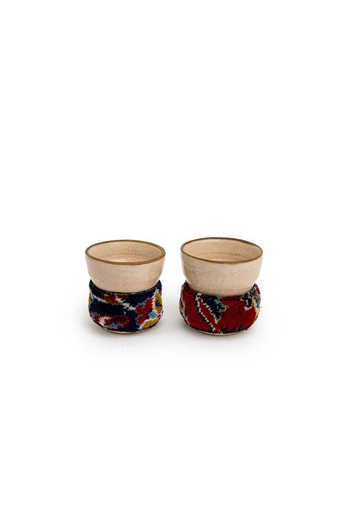 Ceramic And Kilim Bowl: Beige