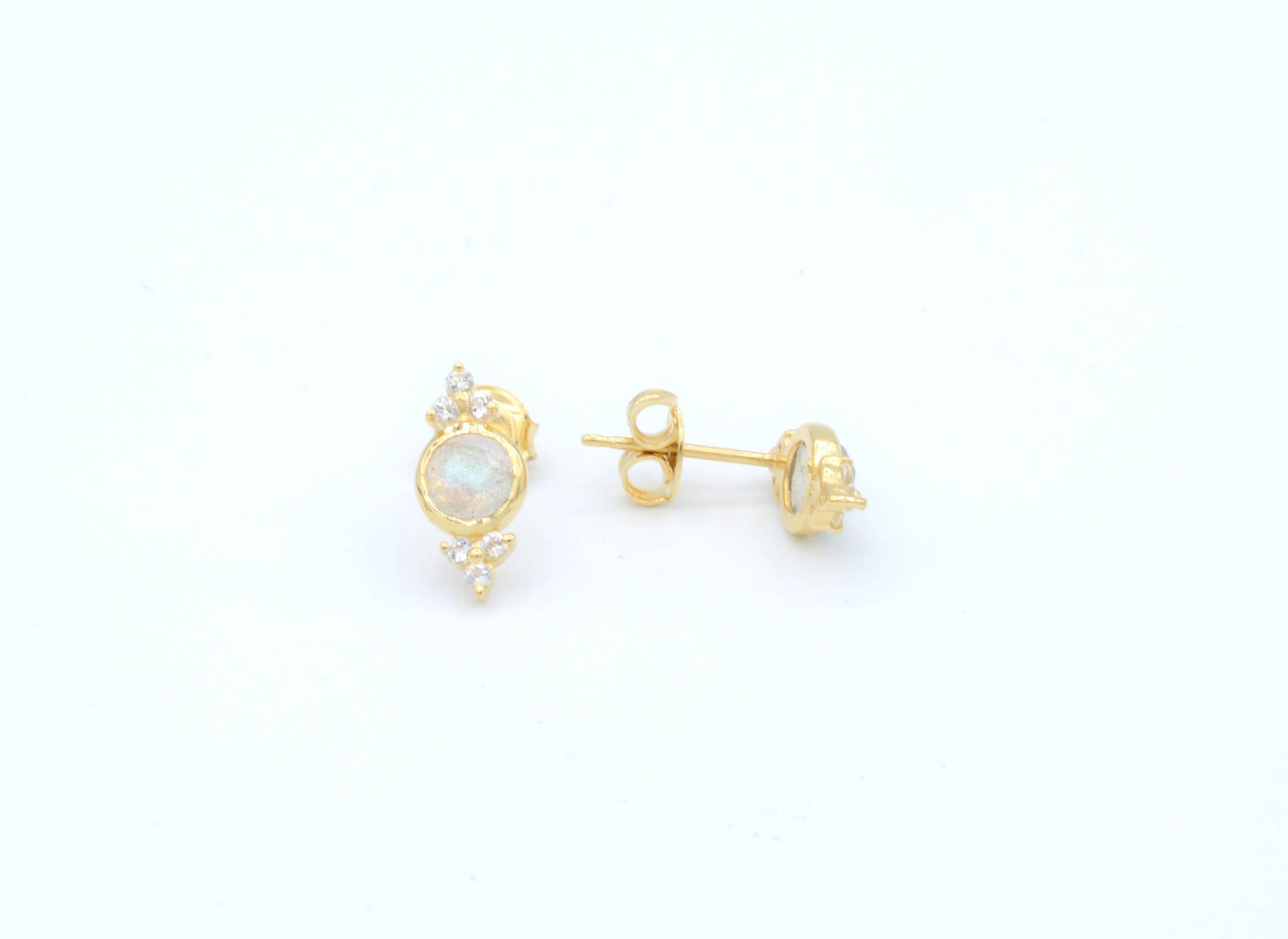 Labradorite stud earrings with sparkling topaz accents