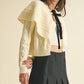 Cape-effect Cable Knit Cardigan: CREAM / Contemporary