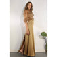 SHEER LONG SHIRTS AND SATIN LONG SKIRTS SET: BRONZE GOLD