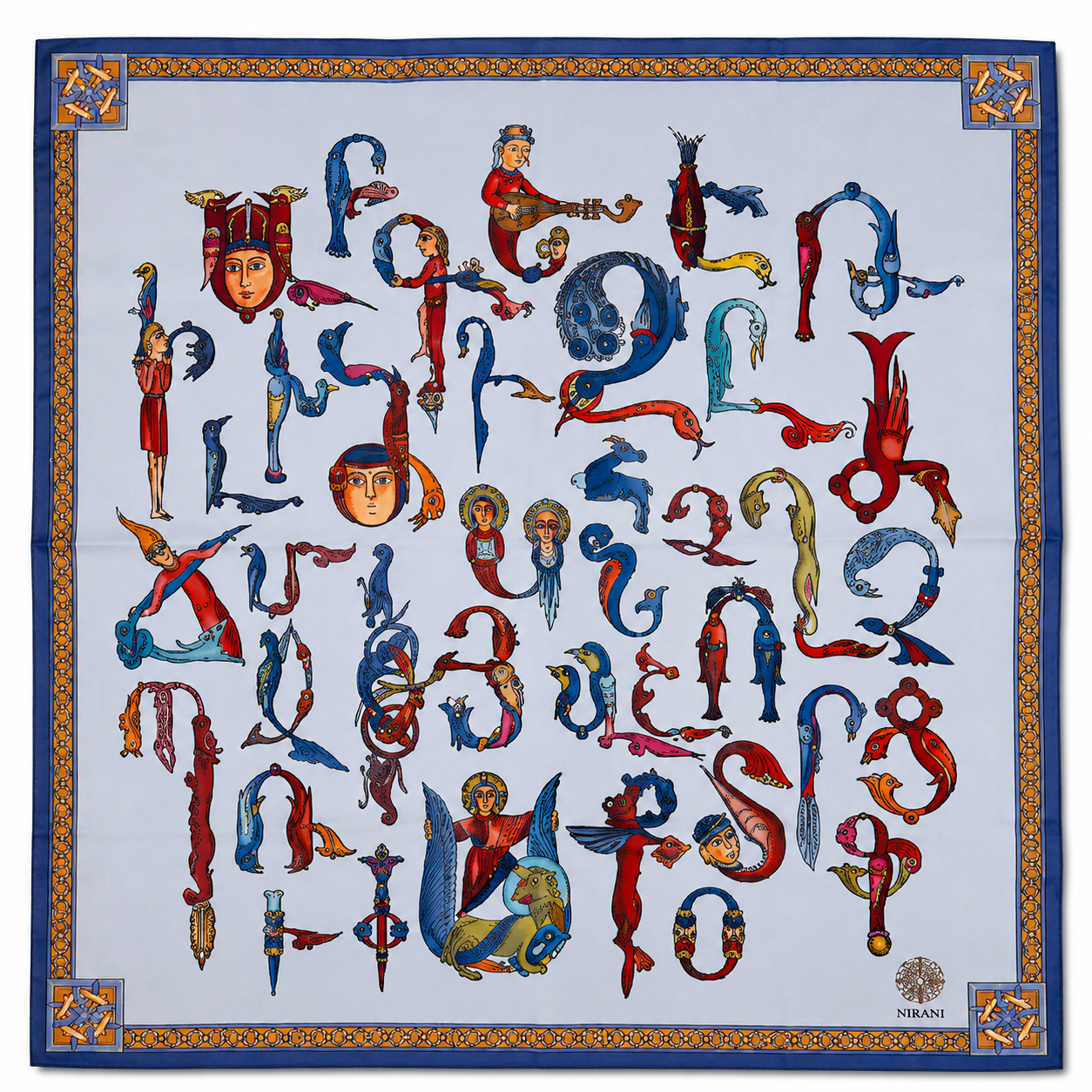 Trchnagir Armenian Alphabet Poly Silk Scarf 3