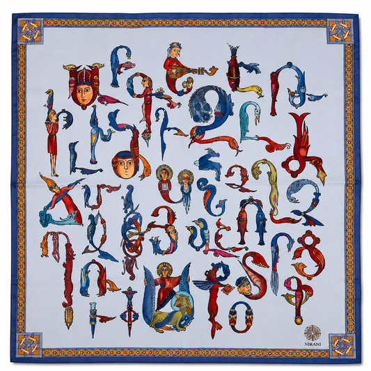 Trchnagir Armenian Alphabet Poly Silk Scarf 3