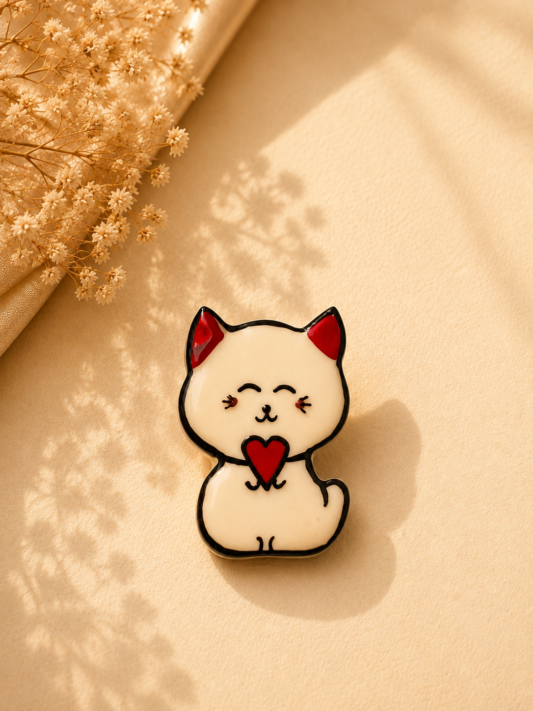 Sweetheart Cat Ceramic Brooch