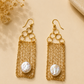 Pearl Cascade Golden Mesh Earrings