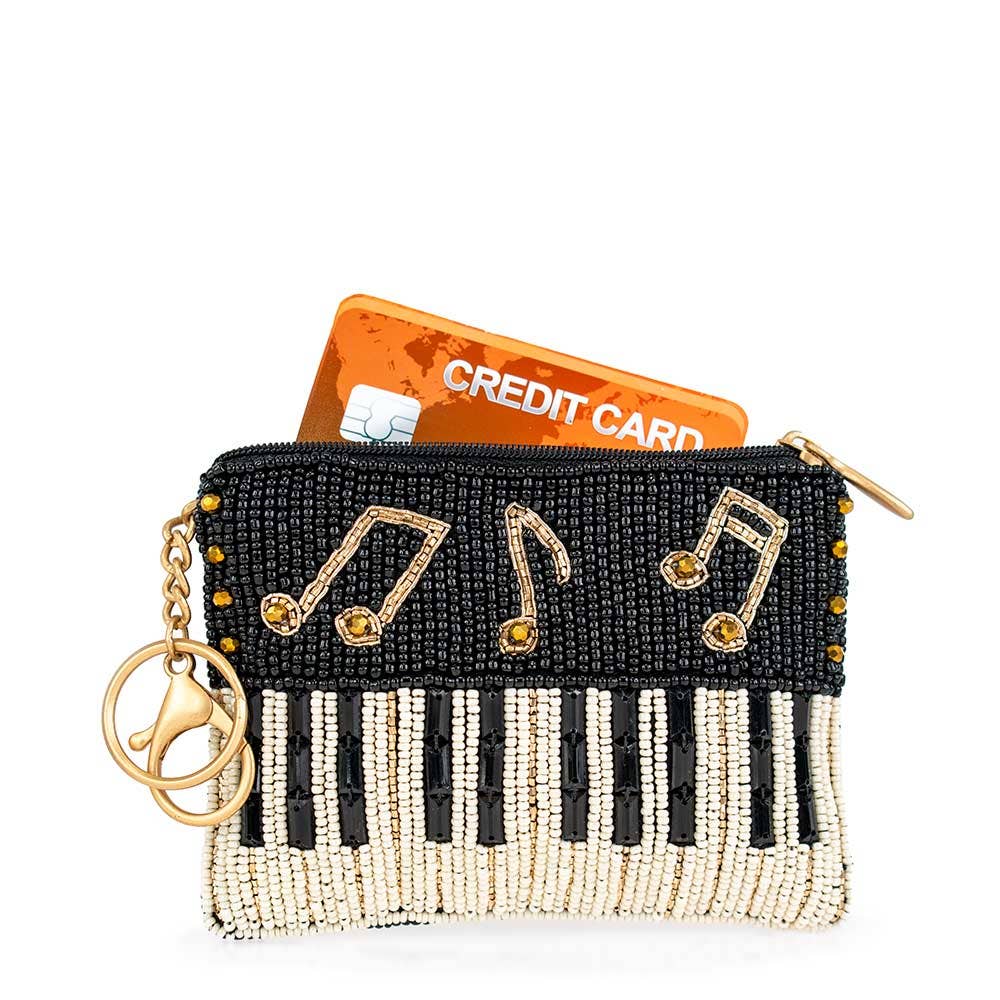 Play it Again Beaded Piano Keys and Notes Coin Purse