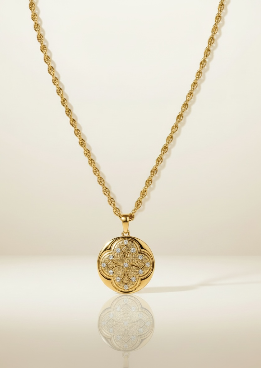 Armenian Heritage Reversible Clover Medallion Necklace – Hayr Mer Prayer Pendant (Unisex)