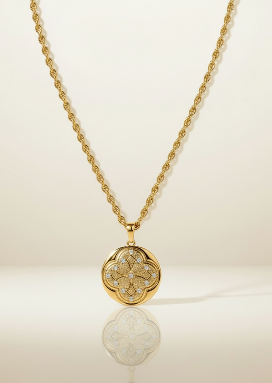 Pre-Order Armenian Heritage Reversible Clover Medallion Necklace – Hayr Mer Prayer Pendant (Unisex)