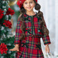 Made For Fashionistas Festive Plaid Tweed Blazer And Skirt Set: Multicolor / 7Y/8Y