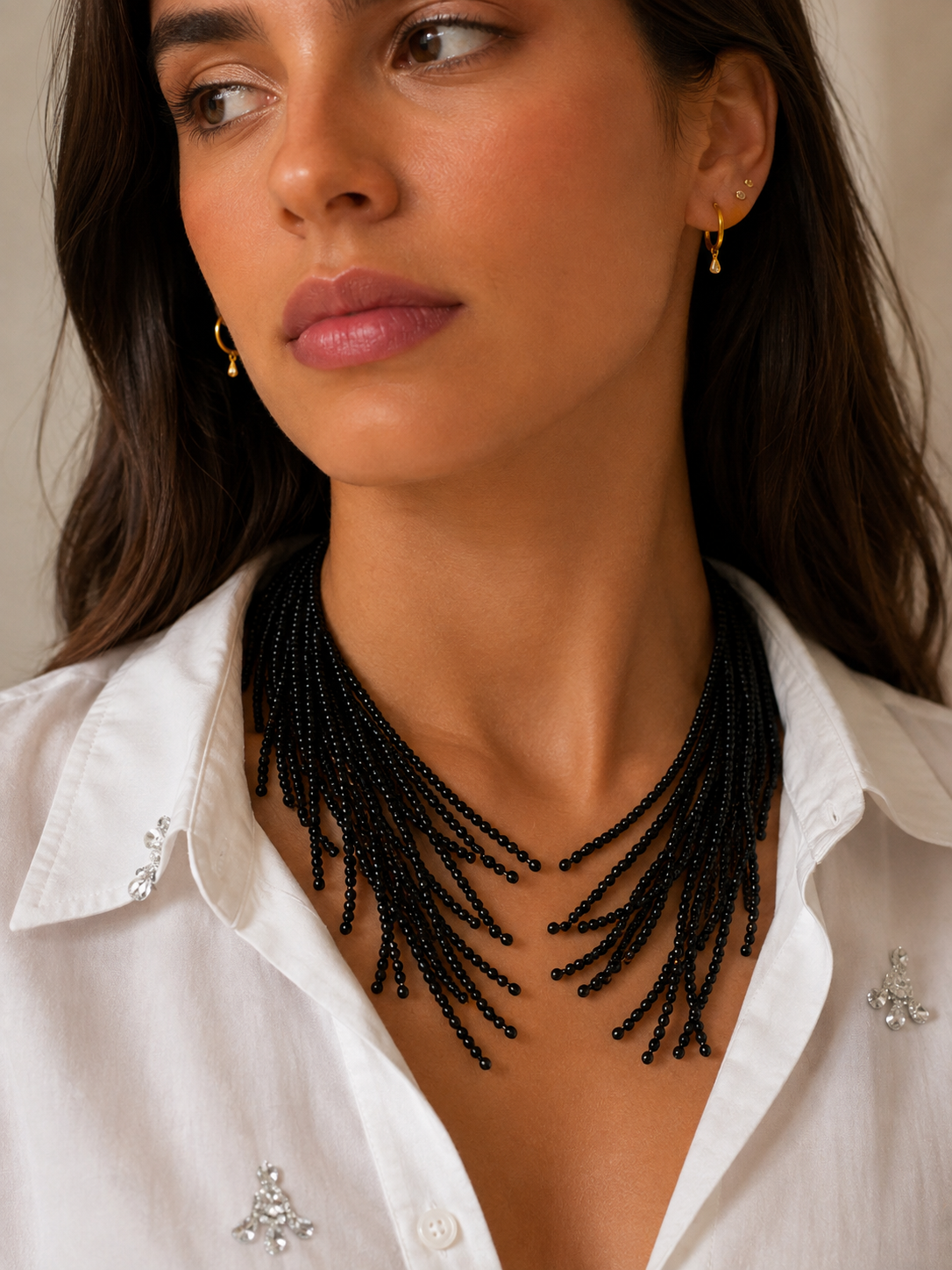 Midnight Cascade Multi-Strand Necklace