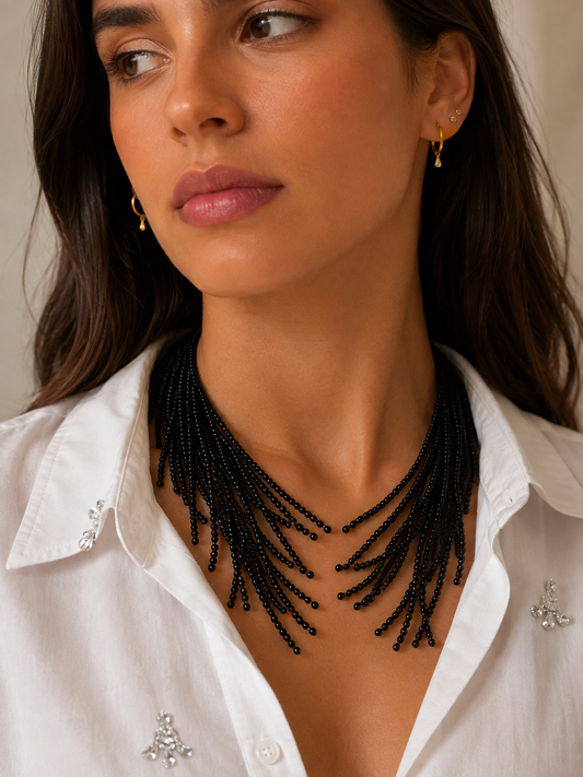 Midnight Cascade Multi-Strand Necklace