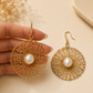 Pearl Halo Golden Mesh Earrings