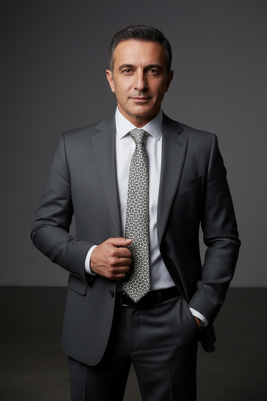 Timeless Elegance: The Manuscript Heritage Necktie in Grey