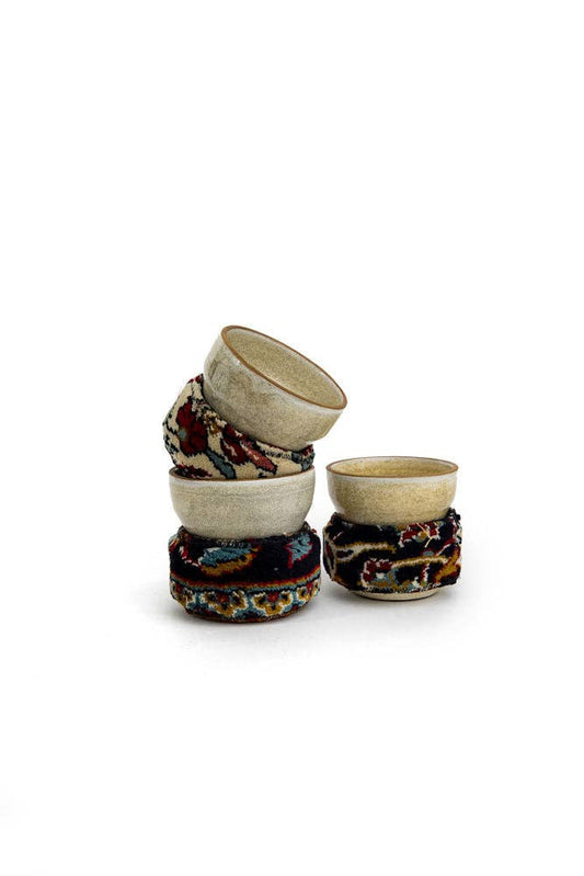 Ceramic And Kilim Bowl: Beige