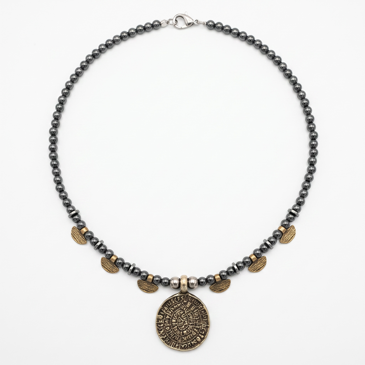 Phaistos Disc Hematite Necklace