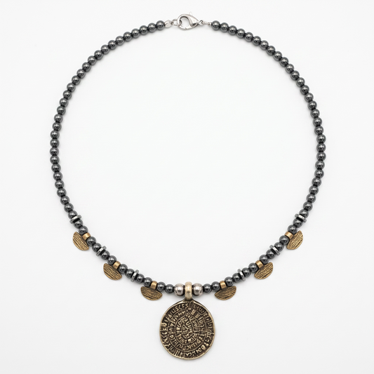 Phaistos Disc Hematite Necklace