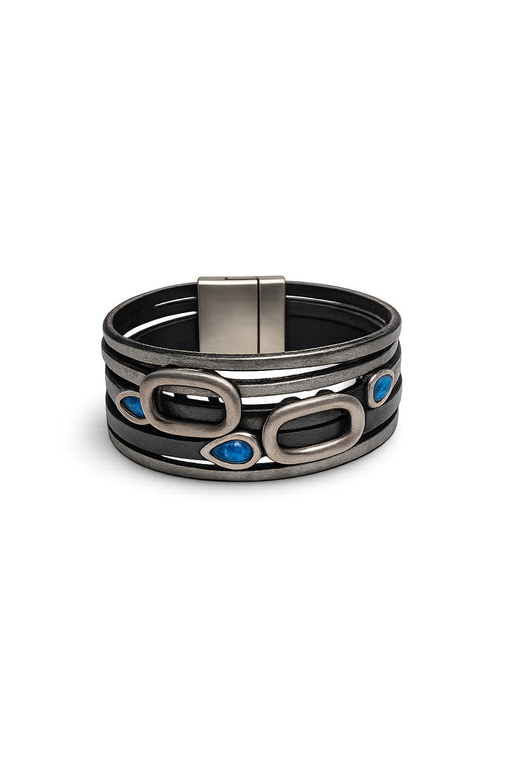 Silver Multi-strand Leather Bracelet