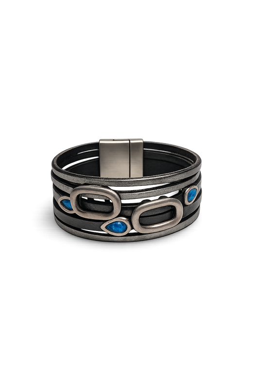 Silver Multi-strand Leather Bracelet