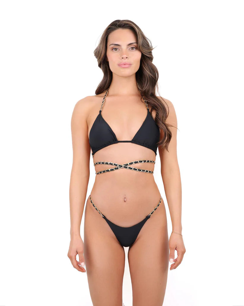 Auri Chain Bikini Top - Black