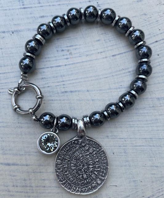 Phaistos Disc Hematite Bracelet