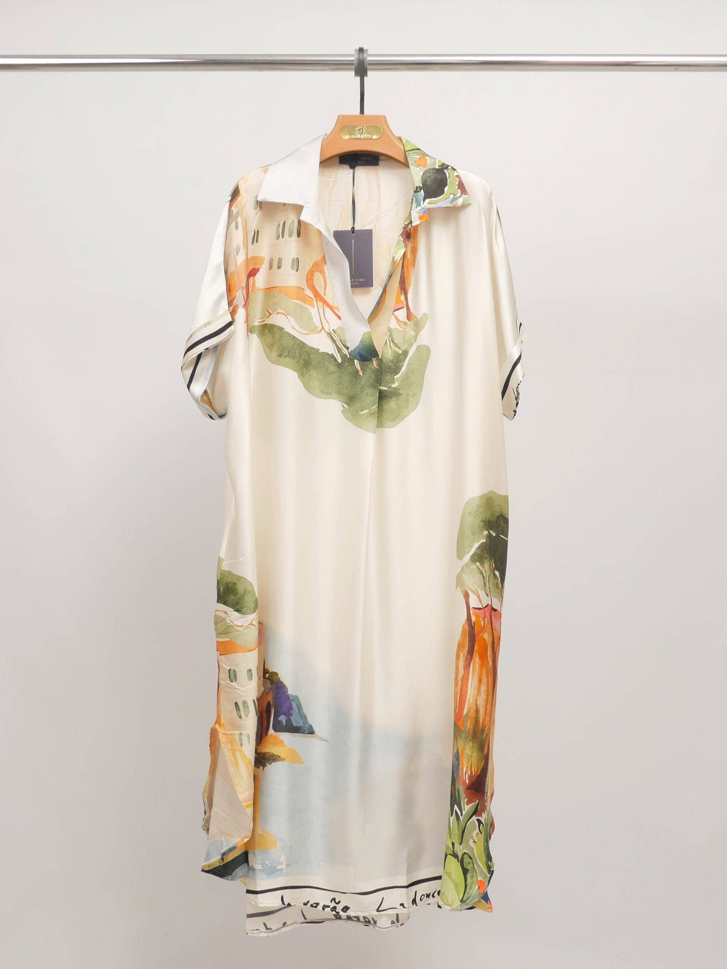 Printed satin dress : Pink
