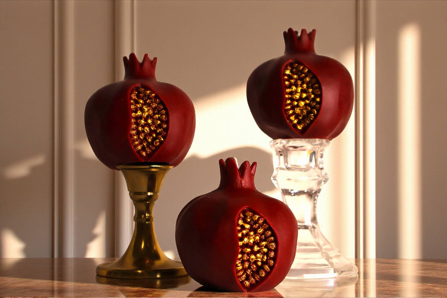 Pomegranate Candle with Golden Seeds 3.5x3in: Unscented