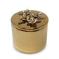 Round Gold Decorative Box With Flower Design Lid: Side Flower