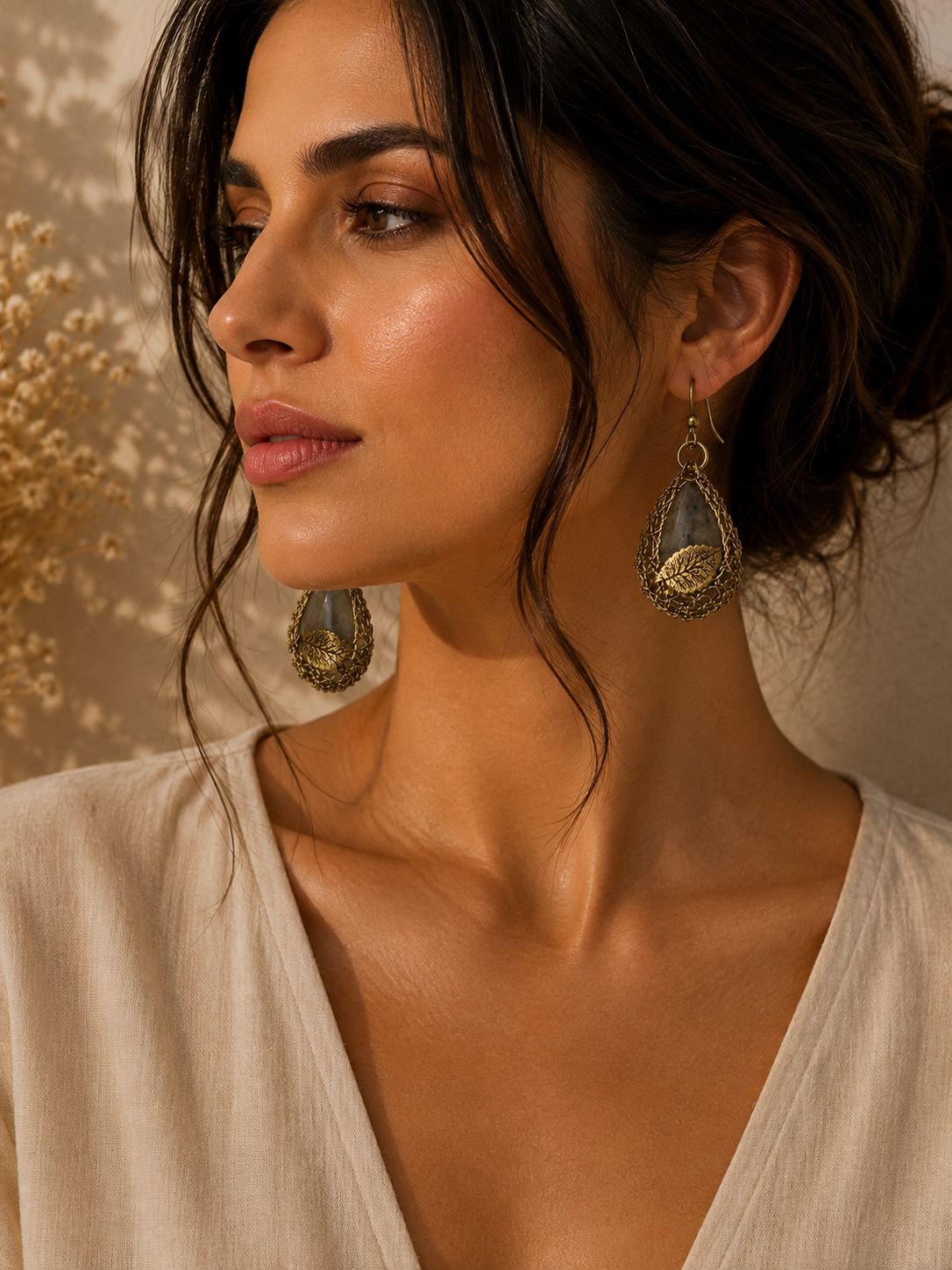 Agate Leaf Drop Earrings