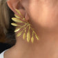 Gold tone olive branch fan earring